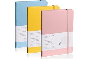 EMOMAS Lined Journal Notebook, 3Pack(1sky blue-1pink-1bright yellow), 160 Pages, Medium 5.7 inches x 8 inches - 100 gsm Thick Paper, Hardcover