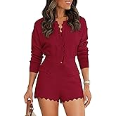 Tankaneo Womens 2 Piece Sweater Sets Casual Fall Outfits Button Down Long Puff Sleeve Knit Cardigan Shorts Loungewear