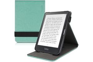 kwmobile Cover Compatible with Kobo Clara HD - Case with Strap + Stand - Mint