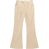 Noomelfish Girls Corduroy Flared Pant Fall Winter Bell Bottoms Trousers with Pockets (5-12 Years)
