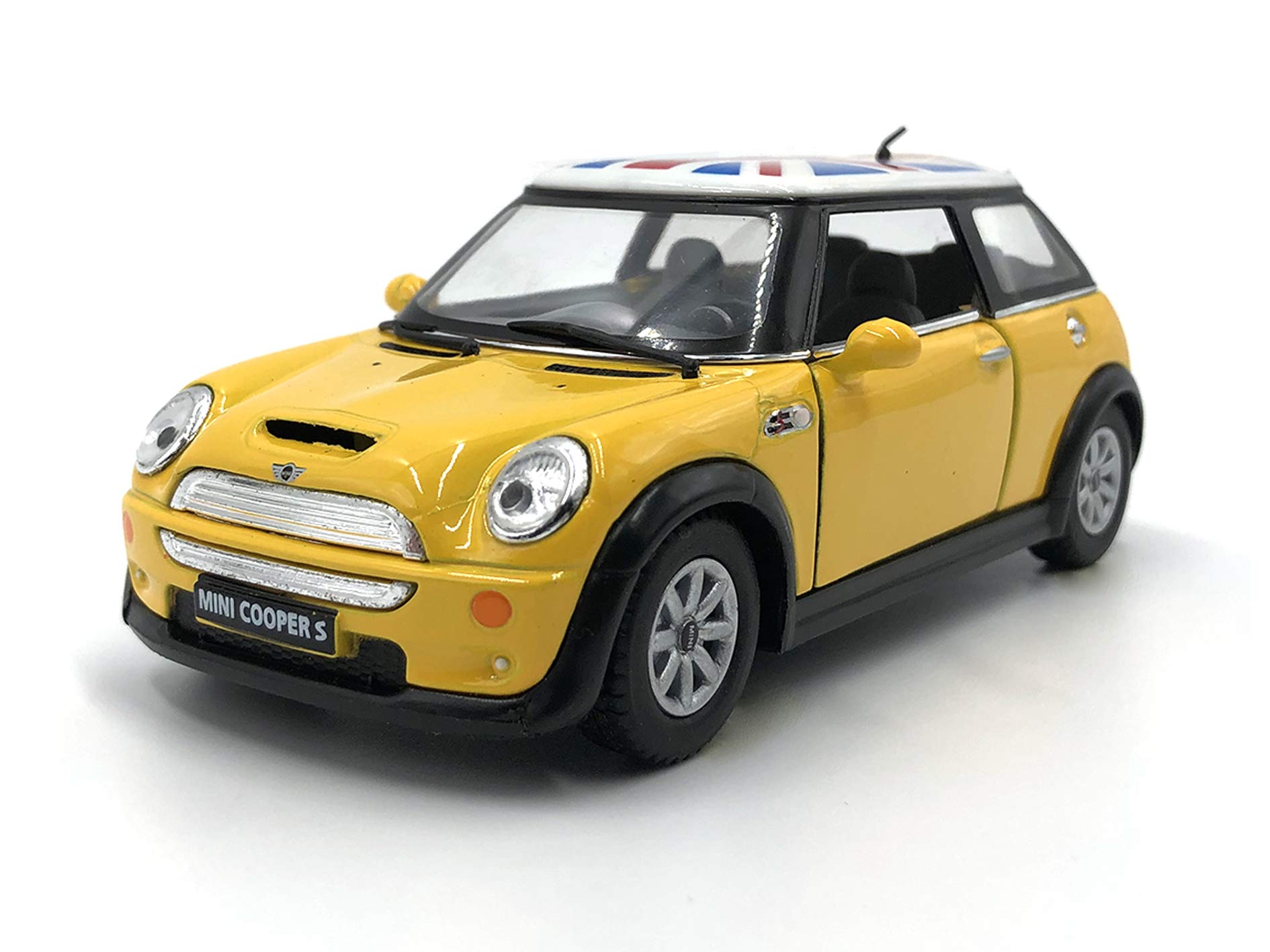 Model Building Scale Mini Cooper S with Flag (Yellow Flag)