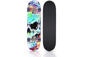 GINGILI LIFE Skateboards for Beginners Kids Boys Girls and Adults,31''x8'', 7-Layer Maple, Double Kick Concave, Fascinating Cool, Solid&Durable