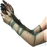 Women's Long Mesh Tulle Gloves 27.5'' Sheer Party Opera Elbow Length Gloves for Wedding Bridal Dance Party