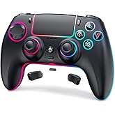 AFMVV Wireless Controller for PS5 with RGB LED,TURBO, Dual Vibration, 6 Axis Gyro Sensor, Touchpad, Ergonomic for Playstation 5 Controller, Compatible with PlayStation 5/PC/Mac/ios/Android/Steam