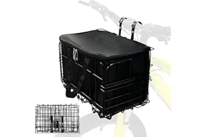 Aikolesa Bike Basket Front/Rear for Adult Bikes, Folding Large Rear Bicycle Basket with Removable Liner Bag Rainproof Cover