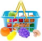Casdon Fruit & Veg Assorted Toy Basket with 21 Pieces for Children 2+