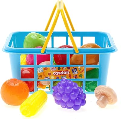 Casdon Fruit & Veg Assorted Toy Basket with 21 Pieces for Children 2+