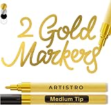 ARTISTRO Artistro 2 Gold Metallic Acrylic Paint Pens 3mm Medium Tip
