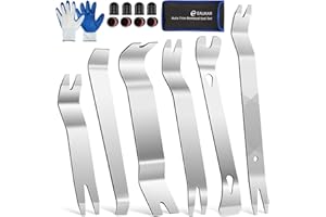 Eaukar Metal Auto Trim Removal Tool Kit, 17 Pcs Car Removal Tool Kit Steel Pry Bar Door Panel Window Audio Radio Dashboard Removal Tool Set (Silver)