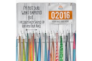 Gone For a Run Hooked on Medal Display for Runners - Medal & Race Bib Holder - Multiple Designs