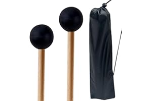 VixxNoxx 2 Pcs Rubber Drum Mallets, 15 Inches with Drumsticks Bag, Percussion Instrument Accessories for Bass Drum, Timpani, Steel Drum, Marimba, Xylophone, Hand pan,Ideal for Beginners