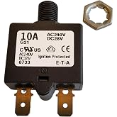 Circuit Breakers Single pole thermal reset circuit breaker in a miniature design intended for threadneck or snap-in mounting, dimensions: 32.0 x 27.0 x 13.6 mm. (1 piece)