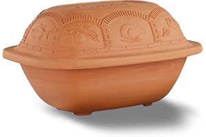 Eurita Clay Roaster, 3 Quart, Non-Stick Earthenware, Toxin-Free, Healthy Clay Pot Cooking, Versatile Cooking Dutch Oven, Digi