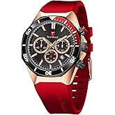 TEARTRACE Watches for Men Luxury Quartz Casual Chronograph 3ATM Waterproof Sport Wrist Watches Multifunctional with Silicone Strap Mens Watches