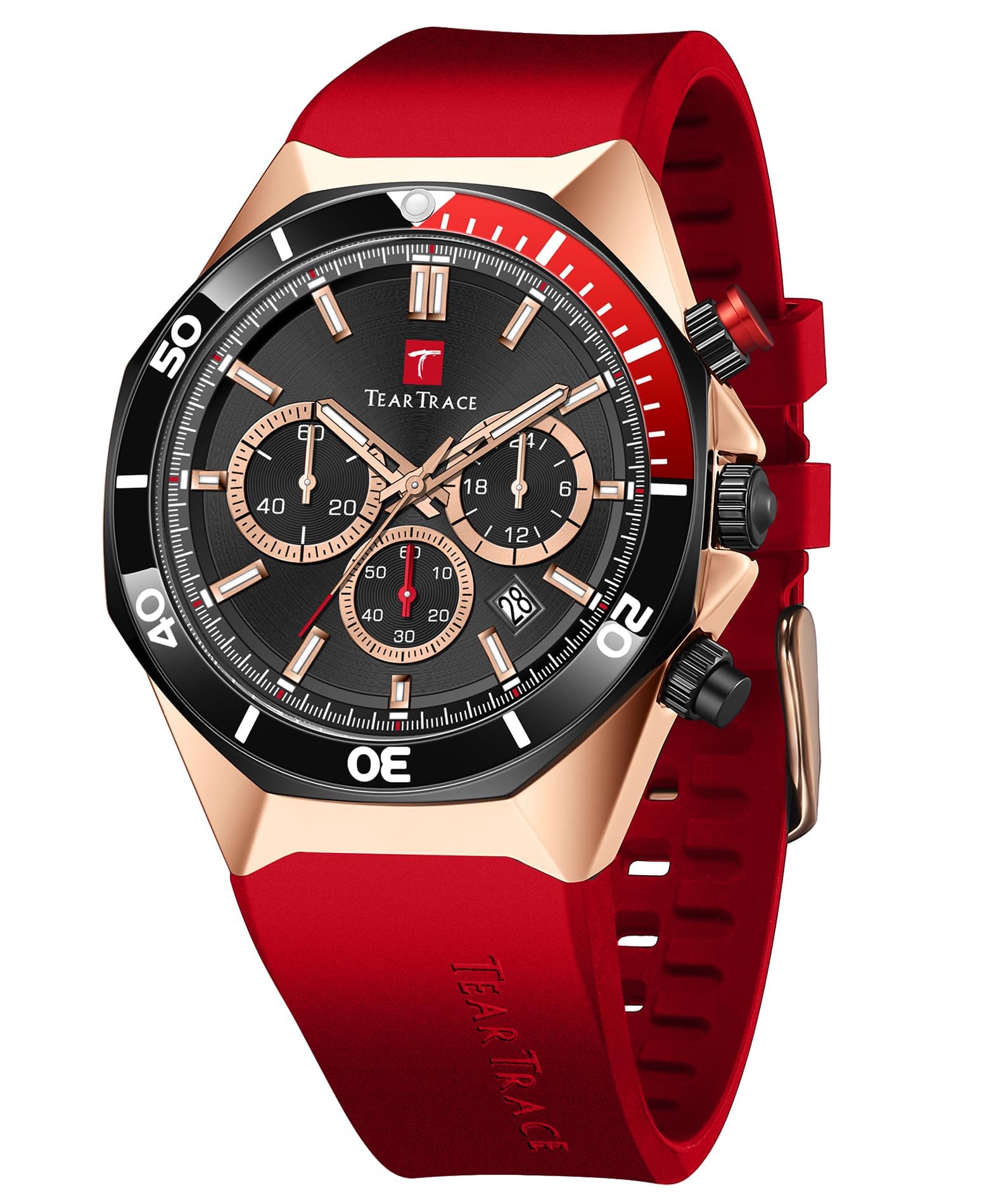 TEARTRACE Relojes para Hombres Cuarzo de Lujo Cronógrafo Casual 3ATM Relojes de Pulsera Deportivos Impermeables Multifuncionales con Correa de Silicona Relojes para Hombre