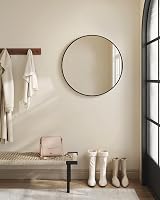 SONGMICS Round Mirror 61 cm Black Metal Frame Bathroom Wall view 7