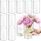12Pcs Glass Cylinder vases for Centerpieces, 6 Inches Clear Bud Vases for Wedding Decorations,Floral Vase Bulk Flower vases,T