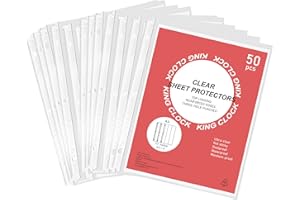 ALACOOYA 50 Packs Sheet Protectors 8.5 x 11 inch Clear Page Protectors for 3 Ring Binder, Plastic Sleeves for Binders, Top Loading Paper Protector Letter Size