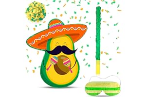 Avocado Pinata Decorations, 4-in-1 Fiesta Theme Pinata Set including Fruit Avocado Pinata Stick Blindfold Confetti for Avocad
