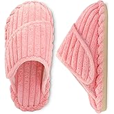 Besroad Kids Slippers Girls Boys House Slippers Adjustable Warm Memory Foam House Shoes Soft Corduroy Bedroom Slides Indoor Outdoor