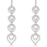 Crystal Teardrop Dangle Tassel Earrings for Women Wedding Earrings for Brides,Fancy Purple Green Cubic Zirconia Rhinestone Dangling Moon and Star Earrings for Prom Party