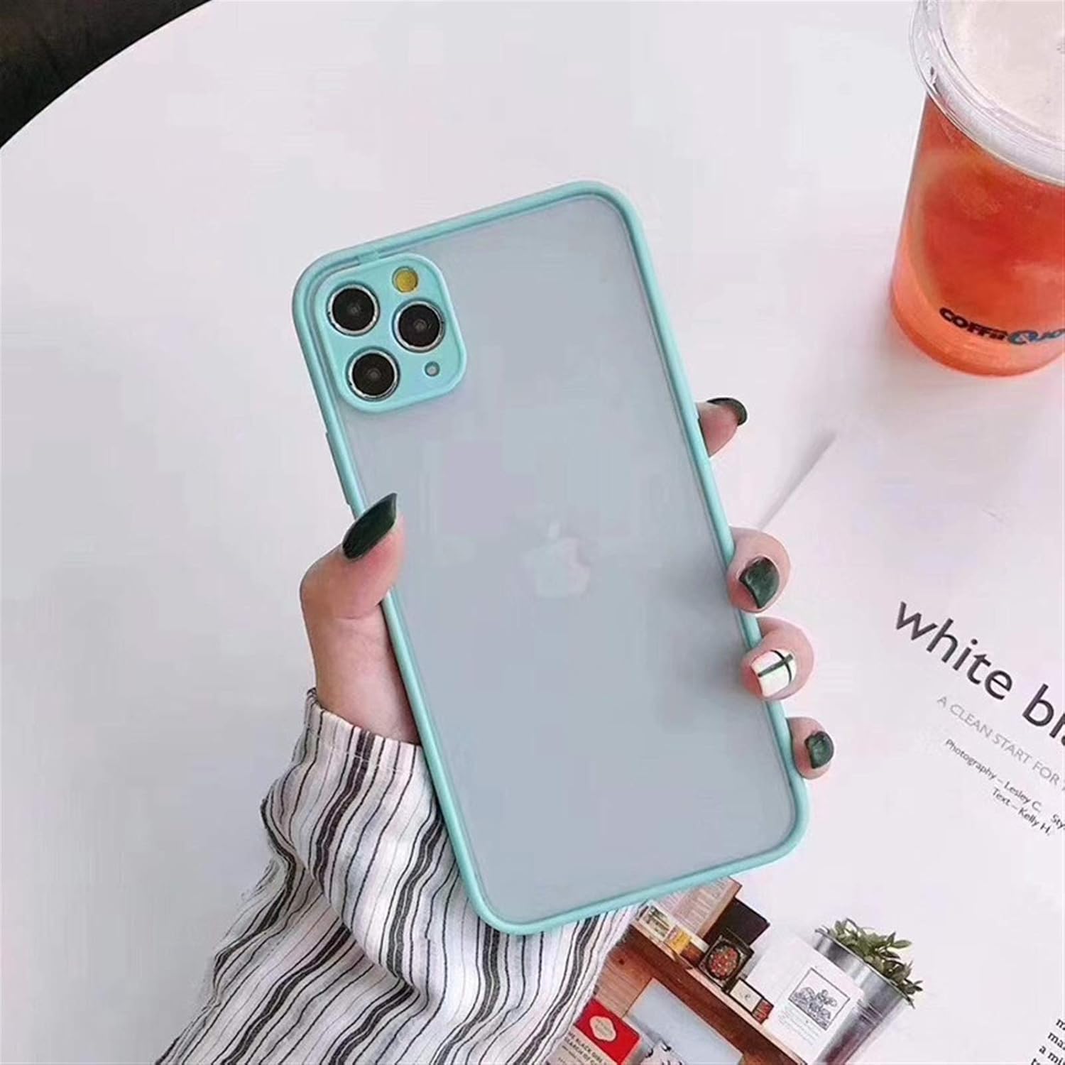 Wkae Colorful Soft TPU Bumper Semi-Transparent cleint Barton Sensation Sand Protection Mobile Phone for iPhone 11 (Color : Blue, Size : iPhone 11)