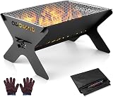 Odoland Camping Fire Pit 2 in 1 Wood Burning Grill with Detachable Cooking Grate