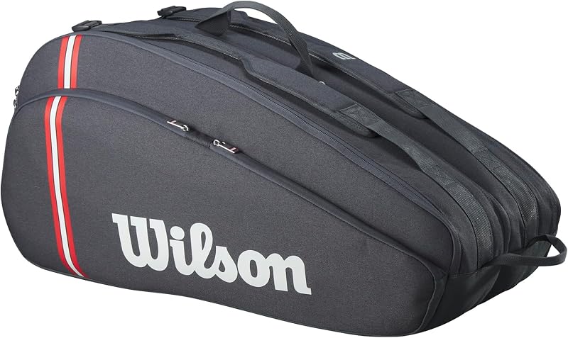 Bolsa de Tenis Tour 12, Bolsa Versátil con Espacio Dedicado para Raquetas, Sección para Zapatos y Amplio Bolsillo para Accesorios, Opciones Dobles de Transporte, Color: Negro