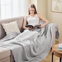 ACCOTIA Cotton Muslin Throw Blanket Gauze Linen