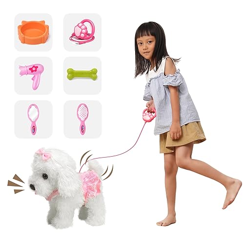 OR OR TU Walking Barking Toy Dog with Remote Control Leash, Plush