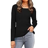 Allegra K Pullover Sweaters for Women Fall Long Sleeve Crewneck Fitted Sweater Jumper Knit Tops