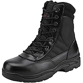 NORTIV 8 Men's Military Tactical Work Boots Side Zipper Leather Motorcycle Combat Boots Trooper