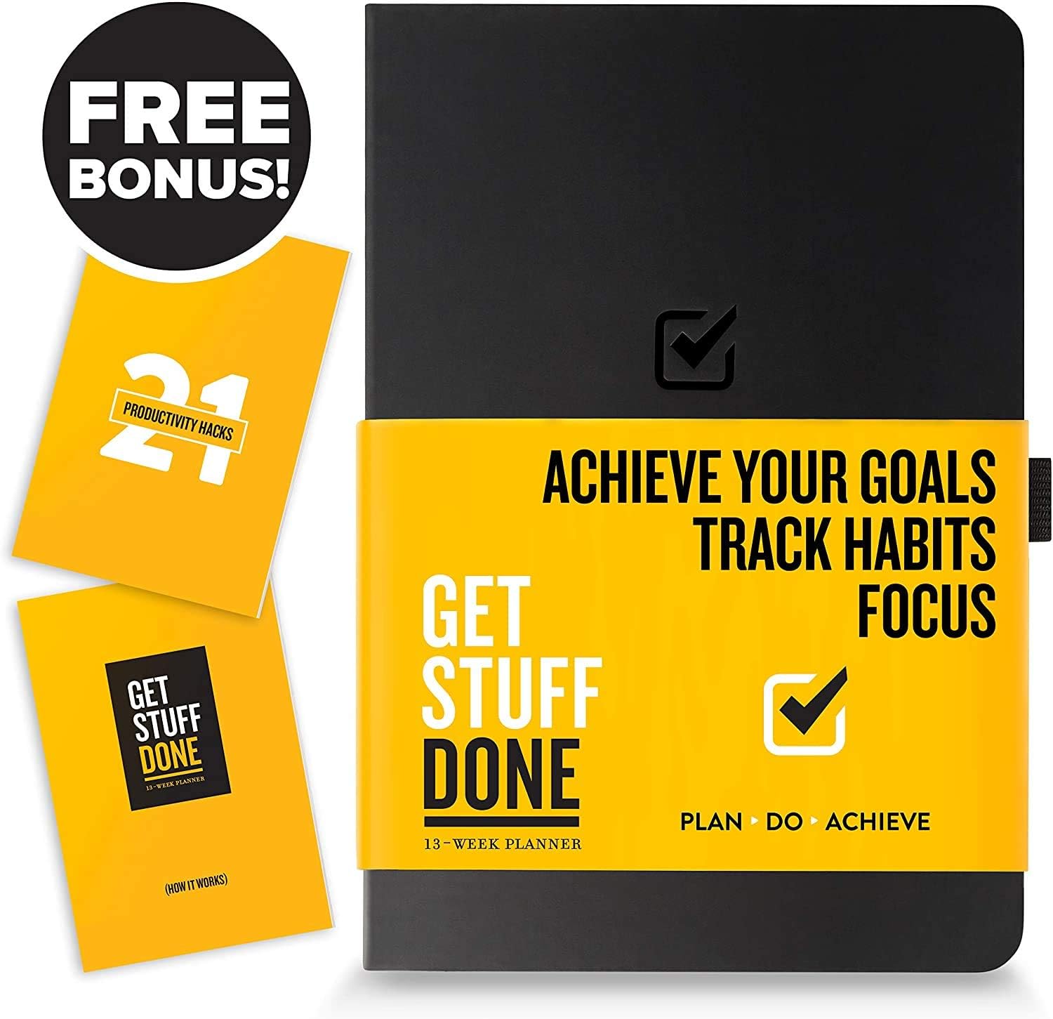 Get Stuff Done Planner for Productivity - 13 Week Undated Planner, 8.3” x 5.5” - Monthly, Weekly And Daily Agenda - Best For Full Focus And Achieving Goals - Personal Organizer for Men & Women : Office Products