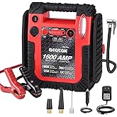 1600 Amp Jump Starter with Air Compressor, acetek Car Battery Jump Starter 260 PSI Tire Inflator, 20000mAh 12V Auto Lead-Acid
