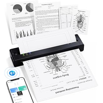 TATTMUSE A28U Portable Printer Inkless for Travel with 10 Pcs Thermal Paper | A4 Bluetooth Mobile Small Compact Wireless Prin