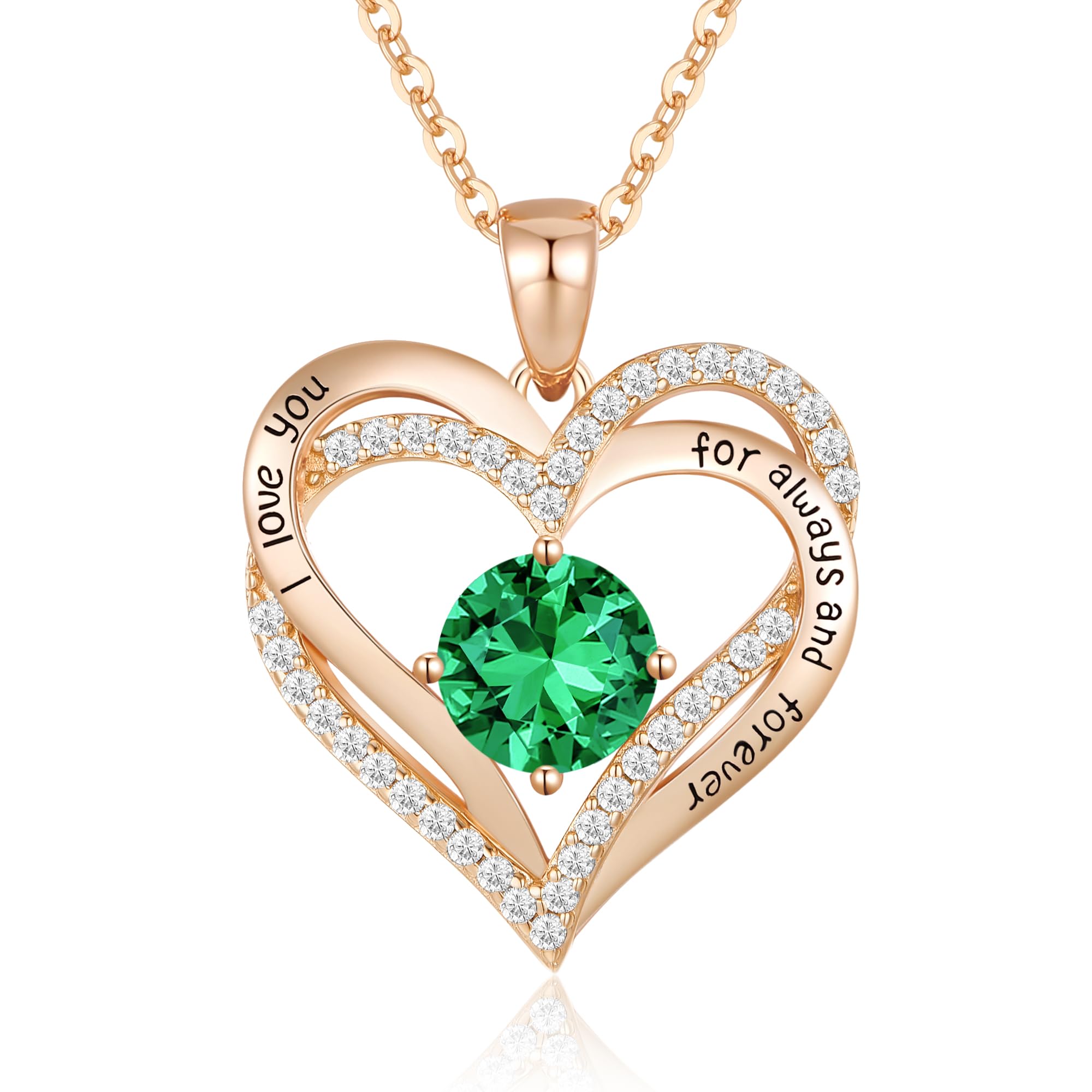 CDE Necklaces for Women Birthstone Pendant, Sterling Silver Love Heart Jewellery Gifts for Mum Her Wife Girlfriend Anniversary Birthday Mothers Day Christmas Valentine's Day — image 1