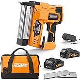 ALLOYMAN 20V 18GA Cordless Brad Nailer, with 2 * 2.0Ah Battery & Charger, Nail Gun Battery Powered, Up to 2 Inch, 2 Firing Modes, Adjustable Depth, 1000pcs Nails Included for Upholstery & Woodworking