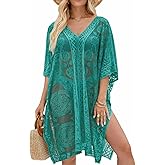 Sexy Elegant Lace Beach Cover Up for Women, Bathing Suit Cover Up, V-Neck Swimsuit Coverup for Poolside, Seaside and Party