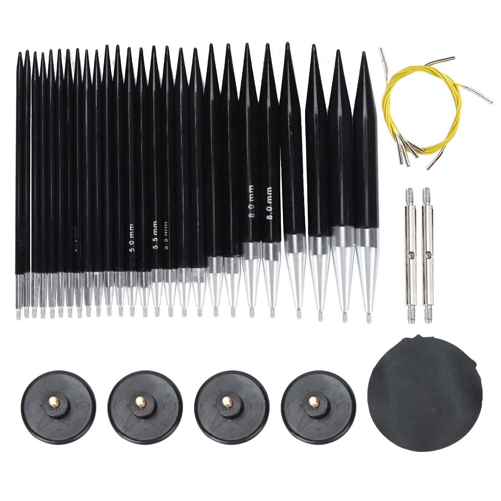 Pssopp Interchangeable Knitting Needles Set Metal Circular Knitting Needles Sewing Needles Kit with Circulating Wire for Crochet Yarn Knitting Accessories