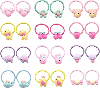 12 Pairs Baby Girls Hair Bow Elastic Ties Mini Bow Hair Elastics