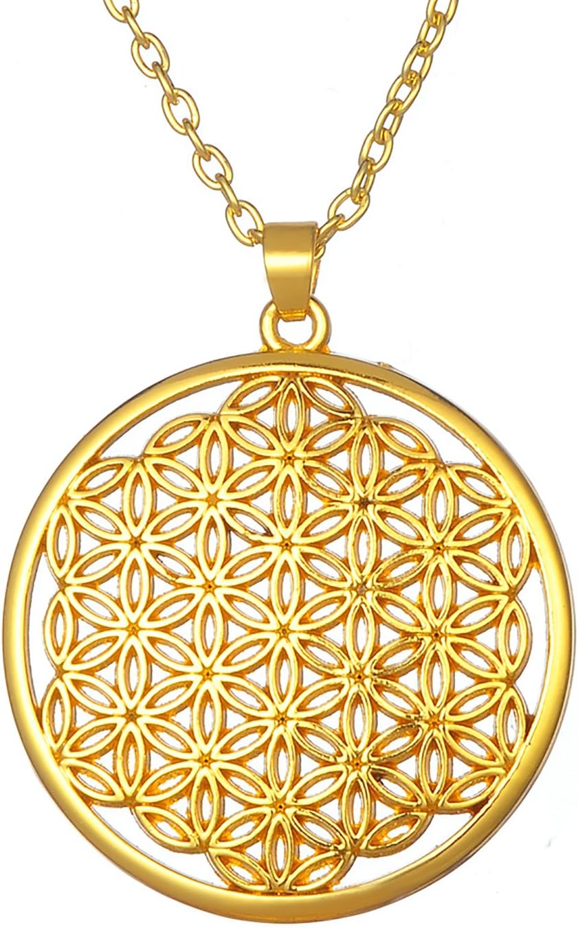 Kabbalah Symbol Ancient Flower of Life Pendant Necklace Spiritual Jewelry for Women