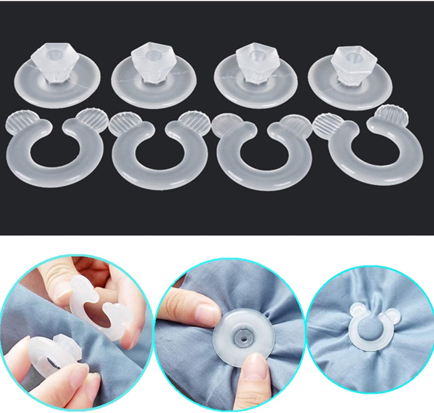Xinhongo 24 Set Bed Duvet Donuts Holders Duvet Comforter Clips,Blanket Fasteners,Comforter Grippers,Fasteners Keep Corner in Place,Prevent Bunching and Shifting
