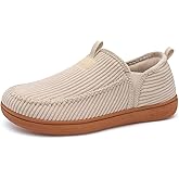 LeIsfIt Men's Slippers Wide Memory Foam House Shoes Moccasin Slip-On Cozy Loafer Slippers for Indoor & Outdoor
