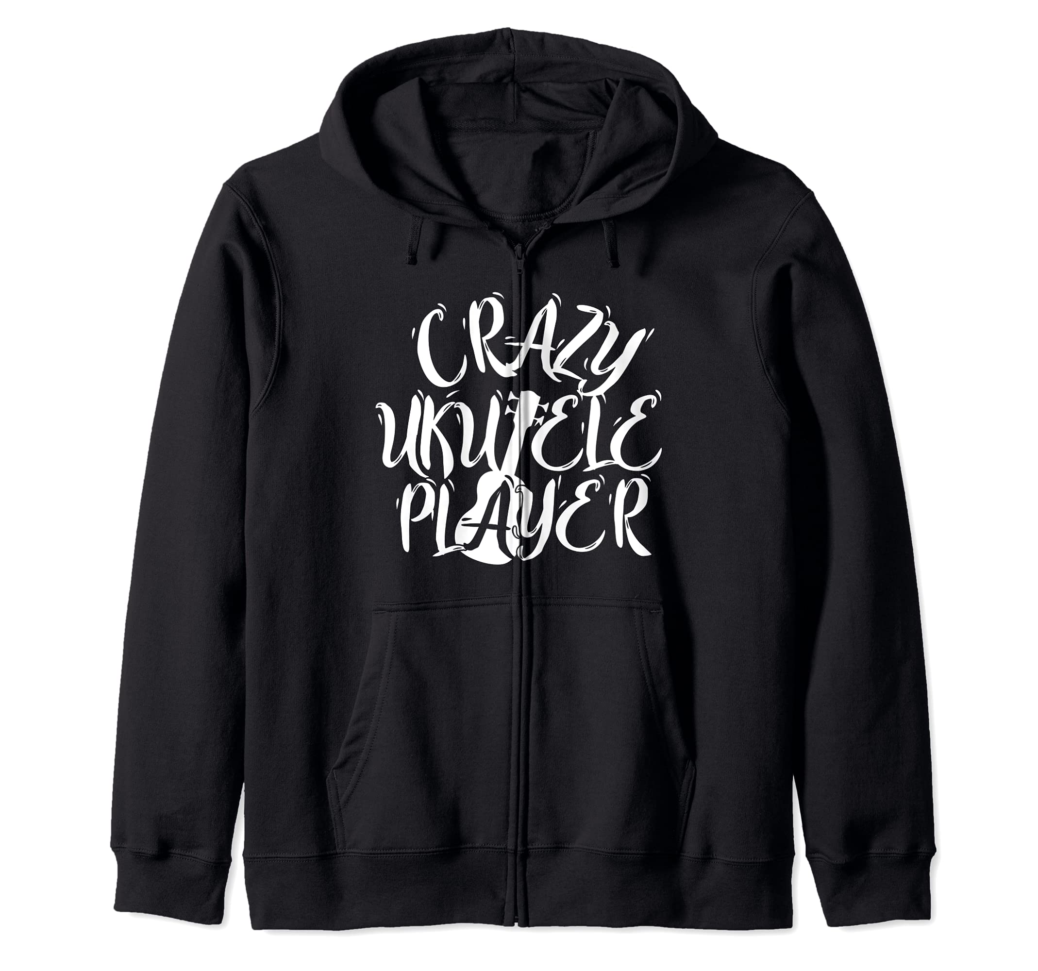 Crazy Ukulele Player Uke Acoustic Hawaiian Guitar Musician Zip Hoodie