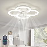 FTZVRD Low Profile Ceiling Fans with Lights and Remote, Fandelier Ceiling Fan Flush Mount, 3000K-6500K Smart 5 Blades LED Fan