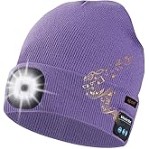 Keains Bluetooth Beanie with Light, Musical Knit Hat with Headphones and Built-in Speaker Mic, Gifts for Men Women Dad