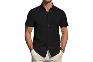 J.VER Men's Short Sleeve Dress Shirts Stretch Stain Shield Casual Button Down Shirts Solid Formal Shirt