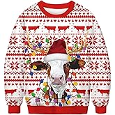 ALBIZIA Unisex Animal Print Crew Neck Ugly Christmas Xmas Pullover Sweatshirt
