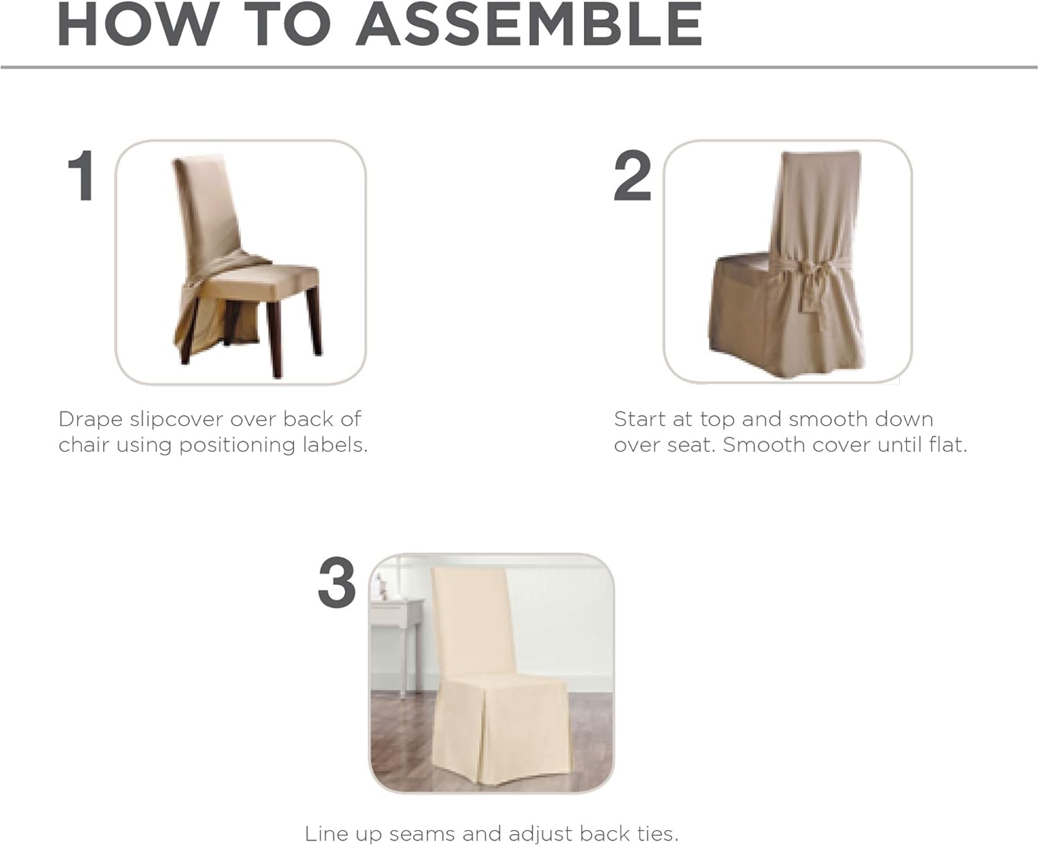 SureFit Long Dining Chair Slipcover - Cotton Duck - Up To 42 Inches Tall - Machine Washable - 100% Cotton - Natural: Furniture & Decor