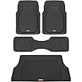 Motor Trend Original FlexTough Black Rubber Car Floor Mats with Cargo Liner - All Weather Automotive Floor Mats, Heavy Duty Trim to Fit Design, Odorless Floor Liners for Cars Truck Van SUV